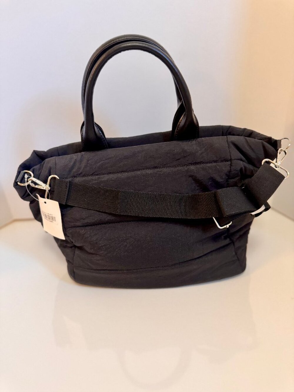 Black Quilted Tote NWT